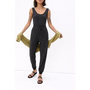 Everlane 100% Cotton The French Terry Acid Wash Black Jumpsuit Small